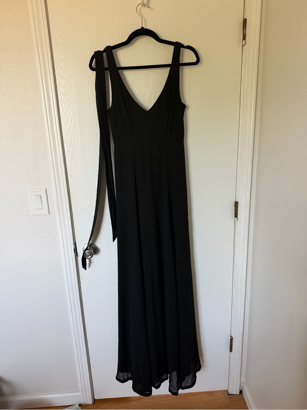 Show Me Your MuMu Black V-Neck Maxi Dress with Waist Tie